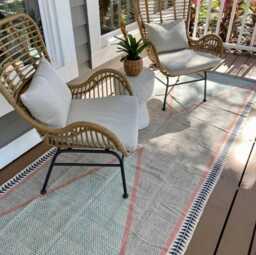 Hand Block Printed Cotton Runner Rug Blue Hallway Stair - thumbnail 1