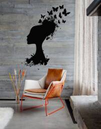 African Woman Vinyl Wall Decal Butterfly Silhouette Art T1307 - thumbnail 1