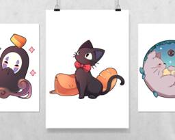 studio Ghibli Fanart Print Totoro, No Face, Jiji - Anime Decor - thumbnail 1