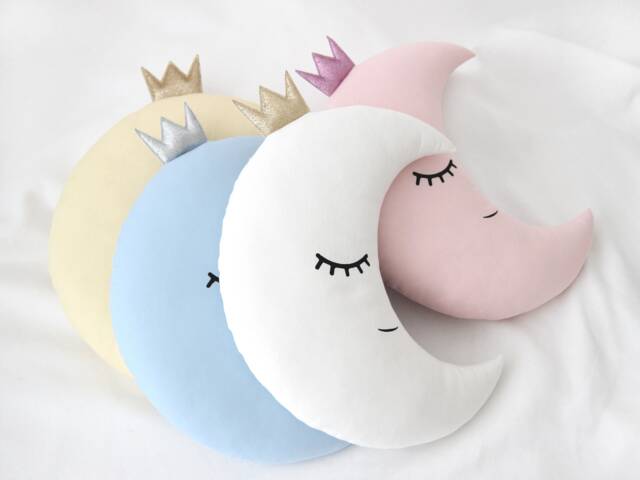 Crescent Moon Cushion With Glitter Crown For Nursery Decor Baby Shower Gift Idea Dreamy Pillow Infant Boy Canopy Sky Bed Newborn Girl Teepee - image 1