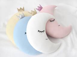 Crescent Moon Cushion With Glitter Crown For Nursery Decor Baby Shower Gift Idea Dreamy Pillow Infant Boy Canopy Sky Bed Newborn Girl Teepee - thumbnail 1