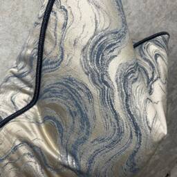 Marble Piped Cushion Cover Pillow Blue Navy Piping - Made To Order All Sizes Available Worldwide Shipping Dm For Fabric Sample - thumbnail 3
