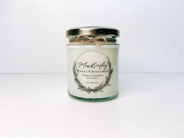 Teacher Christmas Gift - Thank You Gifts Personalised Candle - image 1