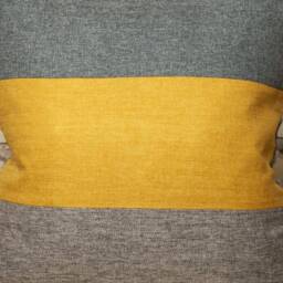 Teal Mustard Grey Striped Cushion Cover Modern Color Block Pillow - thumbnail 3