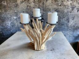 Driftwood 6 Candles Candelabra, Coastal Candleholder, Organic Beach Decoration - thumbnail 1
