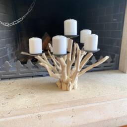 Driftwood 6 Candles Candelabra, Coastal Candleholder, Organic Beach Decoration - thumbnail 4
