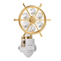 24K Gold Plated Captain's Wheel Handcrafted Luxury Night Light Decorated Swarovski Crystals Bedroom Bathroom Kids Room Gift Premium Decor