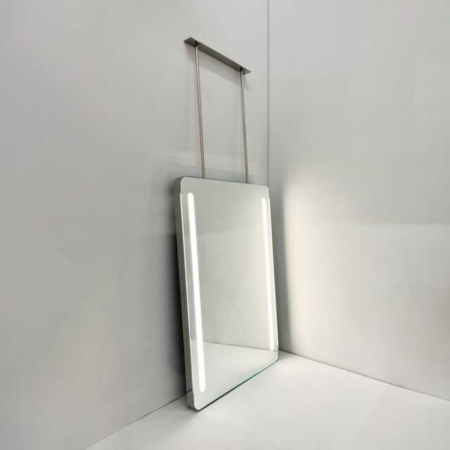 Illuminated Quadris??? Ceiling Suspended Rectangular Modern Mirror With Stainless Steel Frame - image 1