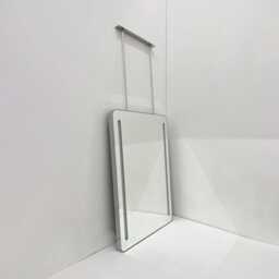 Illuminated Quadris??? Ceiling Suspended Rectangular Modern Mirror With Stainless Steel Frame - thumbnail 2