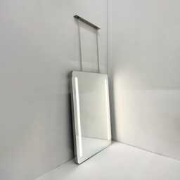 Illuminated Quadris??? Ceiling Suspended Rectangular Modern Mirror With Stainless Steel Frame