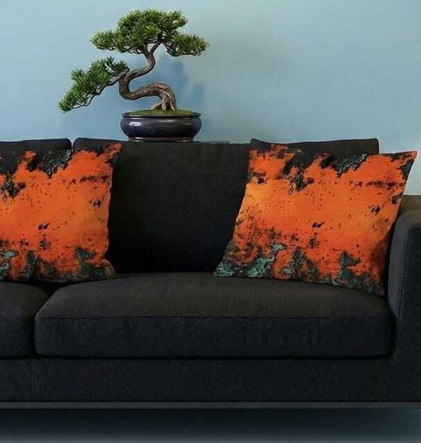 Made By Order Wave Pattern Orange Metal Rusting Effect Pattern Cushion Covers Any Size On Demand Custom Size - image 1