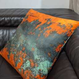Made By Order Wave Pattern Orange Metal Rusting Effect Pattern Cushion Covers Any Size On Demand Custom Size - thumbnail 2