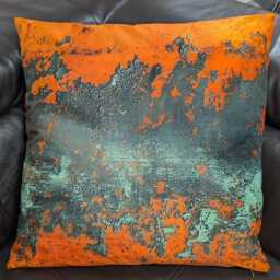 Made By Order Wave Pattern Orange Metal Rusting Effect Pattern Cushion Covers Any Size On Demand Custom Size - thumbnail 3