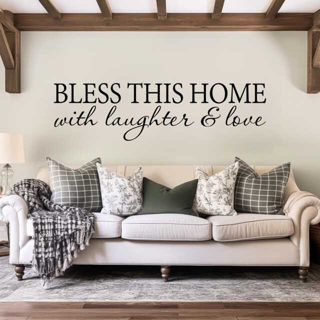 Bless This Home Decal Laughter & Love Quote, Vinyl Wall Decor - image 1