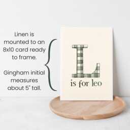 Gingham Baby Name For Room, Custom Initial Art Nursery, Embroidered Nursery Wall Personalized, Boy - thumbnail 3