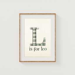 Gingham Baby Name For Room, Custom Initial Art Nursery, Embroidered Nursery Wall Personalized, Boy - thumbnail 1
