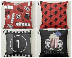 Home Cinema Family Cushion Cover/Retro Style Pillow Cover/Cinema Case/Welcome To The Movies/ Movies Case - thumbnail 1