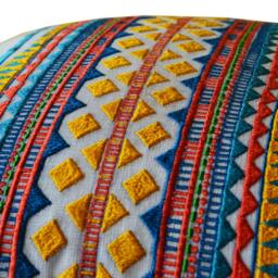 Aztec Pillow Cover, Throw Pillow, Mexican Pillows, Blue & Coral Boho Bohemian Pillows - thumbnail 3