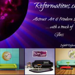 Pink Glass Painting Wall Clock, Modern Home Decor, Handmade - thumbnail 4