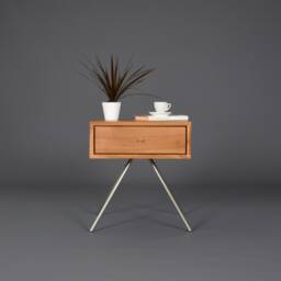 Floating Nightstand in Antique Solid Wood Mid Century - thumbnail 3