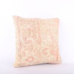 Handmade Turkish Kilim Pillow Embroidered Wool Cushion Cover - 18''x18'' - thumbnail 2