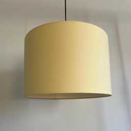 Lemon Yellow Cotton Drum Lampshade, White Lining, Multiple Sizes