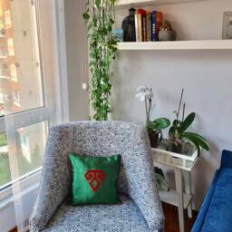 Green Silk Pillow, Authentic Cushion, 16x16 Silk Pillow Cover, Kutnu Fabric, Decorative Pillowcase, Bohemian Home Decor, Tribal Symbol - thumbnail 4