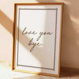 Love You Bye Wall Print, Unframed Card Art Hallway Decor, Cream & Brown - thumbnail 1