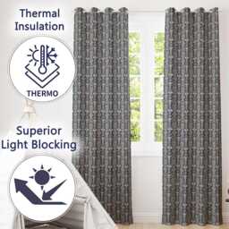 Vintage Tribal Mask & Totem Seamless Pattern Readymade Eyelet Ring Top Thermal 100% Blackout Curtains - thumbnail 3