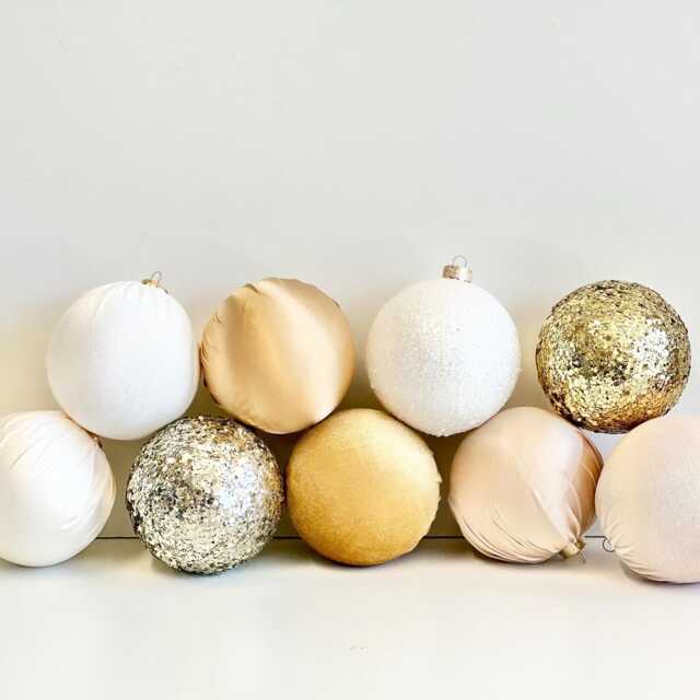 Luxury Gold & White Christmas Ornaments Velvet, Satin, Glitter - 9 Piece Set - image 1