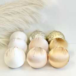 Luxury Gold & White Christmas Ornaments Velvet, Satin, Glitter - 9 Piece Set - thumbnail 2