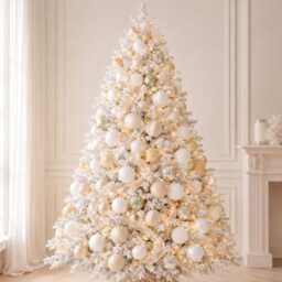 Luxury Gold & White Christmas Ornaments Velvet, Satin, Glitter - 9 Piece Set - thumbnail 3
