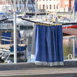Moonlight Wool Throw - Woven Blanket Made Of Recycled Merino Soft Black & Blue Coastal Nautical Decor Housewarming Gift - thumbnail 2