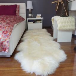 xxl White Sheepskin Rug Genuine Leather 79x30 - thumbnail 2