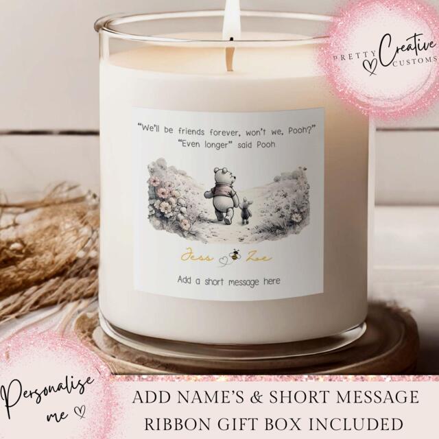 Personalised Best Friend Scented Candle, Besties Birthday Gift, Friends Card, Classic Pooh Quote Gifts For Her, Friendship - image 1