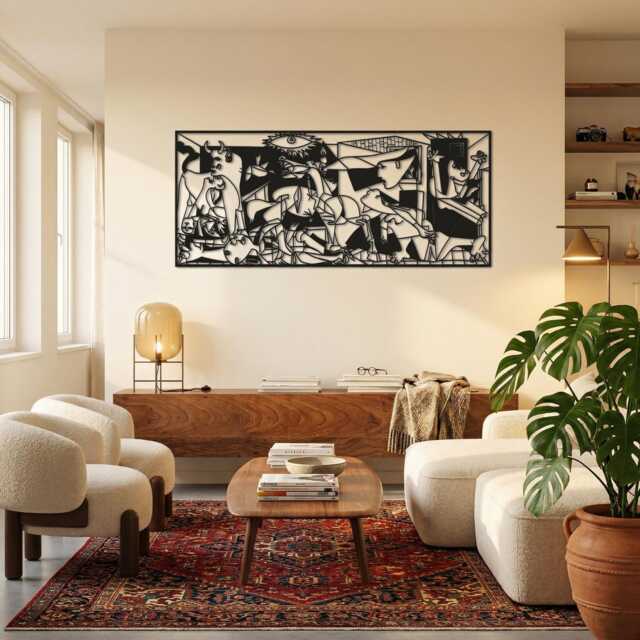 Guernica Inspired Metal Wall Art, Cubist Abstract Painting Decor, Large Framed Living Room Sign, Art Lover Gift, Modern Home Decor - image 1