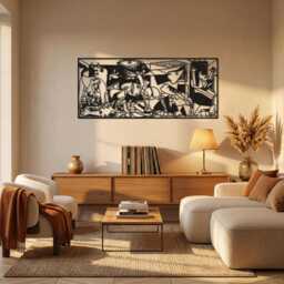 Guernica Inspired Metal Wall Art, Cubist Abstract Painting Decor, Large Framed Living Room Sign, Art Lover Gift, Modern Home Decor - thumbnail 2