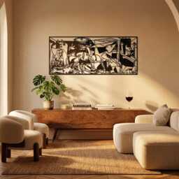 Guernica Inspired Metal Wall Art, Cubist Abstract Painting Decor, Large Framed Living Room Sign, Art Lover Gift, Modern Home Decor - thumbnail 3