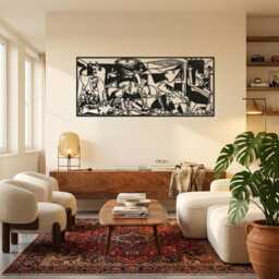 Guernica Inspired Metal Wall Art, Cubist Abstract Painting Decor, Large Framed Living Room Sign, Art Lover Gift, Modern Home Decor - thumbnail 1