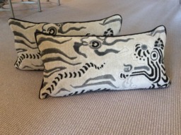 Clarence House Tibet Dragon Pillow Cover, White Taupe Black, 13x23