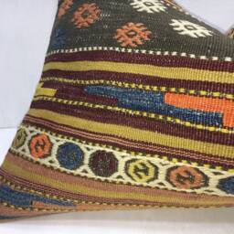 Vintage Turkish Kilim Pillow Cover, Handwoven Accent - 16x24 - thumbnail 3