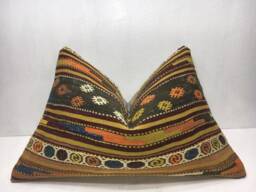 Vintage Turkish Kilim Pillow Cover, Handwoven Accent - 16x24 - thumbnail 1
