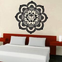 Lotus Wall Decals Mandala Vinyl Sticker Yoga Studio Namaste Indian Boho Decal Home Decor Art Mural Bedroom Ms344 - thumbnail 1