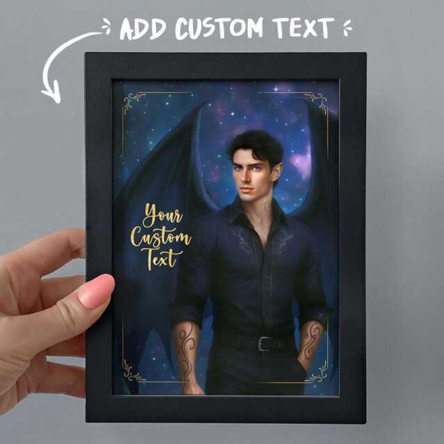 Framed Rhysand Bookshelf Decor, Personalised Book Boyfriend Painting, Frame Romantasy, Bat Boys Print, Acotar Gift, Birthday Bookish Reader - image 1