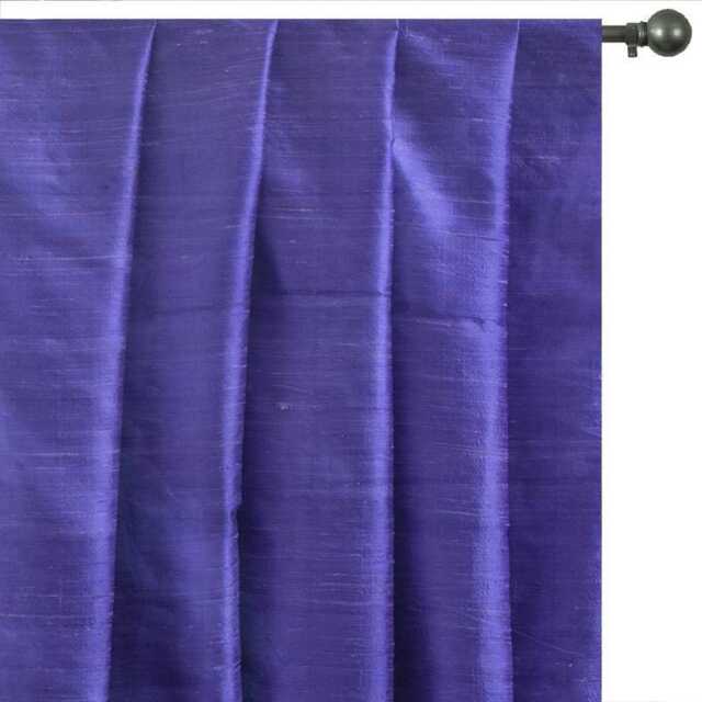 Dark Periwinkle Silk Dupioni Curtain Panels - Rod Pocket, Grommet, Box Pleat, Three Pinch Tab Top & Plain Ring Top - image 1