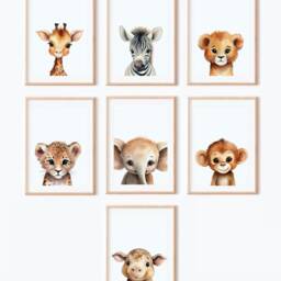 Safari Baby Animal Nursery Prints, Set Of 3, Prints, Wall Art, Prints For Nursery, Christmas Gift - thumbnail 2