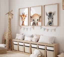 Safari Baby Animal Nursery Prints, Set Of 3, Prints, Wall Art, Prints For Nursery, Christmas Gift - thumbnail 1