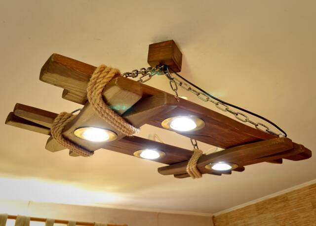 Wooden Chandelier Is Made Of Natural Wood, Ceiling Light, Fixtures, Lamp, Lighting Fixture, Rustic Lamp - image 1