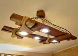 Wooden Chandelier Is Made Of Natural Wood, Ceiling Light, Fixtures, Lamp, Lighting Fixture, Rustic Lamp - thumbnail 1