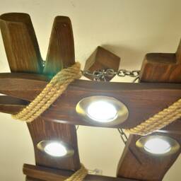 Wooden Chandelier Is Made Of Natural Wood, Ceiling Light, Fixtures, Lamp, Lighting Fixture, Rustic Lamp - thumbnail 3